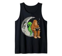 Alien And Bigfoot Reading On The Moon For Kids And Youth Tank Top