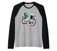 Alien Astronaut Tattoo Cool Funny Galaxy Space Tattoo Artist Raglan Baseball Tee