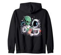 Alien Astronaut Tattoo Cool Funny Galaxy Space Tattoo Artist Zip Hoodie
