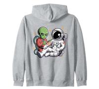 Alien Astronaut Tattoo Cool Funny Galaxy Space Tattoo Artist Zip Hoodie