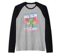 Alien Beam Me to The 80s Retro Fun Raglan Baseball Tee