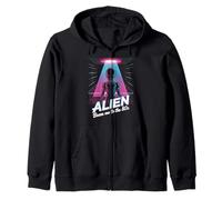 Alien Beam Me To The 80s Retro Fun Zip Hoodie