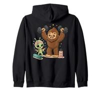 Alien Bigfoot Stay Weird Funny Workout Friends Zip Hoodie