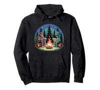 Alien Camping Bigfoot Campfire Reading Peaceful Forest Pullover Hoodie