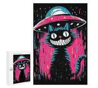 Alien Cat Invasion Art Print Puzzle 1000 Teile Schwer Puzzle Spielzeug Lernspiel Impossible Herausforderungsspielzeug Für Erwachsene Kinder 1000 PCS