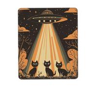 Alien Cat Mouse Pad Black Durable Soft Waterproof Non-Slip Rubber Leather with Stitched Edge Gaming Mouse Pads for Desk Office Laptop 9.4"x7.9"