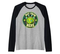 Alien Cat Not from Here Raglan Baseball Tee