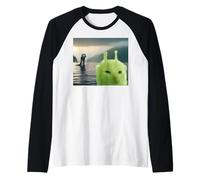 Alien Cat Viral Meme Selfie with Loch Ness Monster Nessie Raglan Baseball Tee