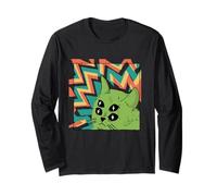 Alien Cat with 4 Eyes Surreal Style Vintage Retro Long Sleeve T-Shirt