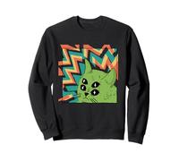 Alien Cat With 4 Eyes Surreal Style Vintage Retro Sweatshirt