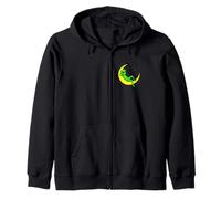 Alien Chilling On Moon Zip Hoodie