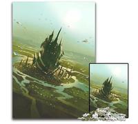 Alien Civilization JigsawPuzzle 1000 Pieces for Adults Wooden Jigsaw Puzzles for Adults Relax & Challenge Colorful Home Decor Art for Friends 1000 PCS(75x50cm)