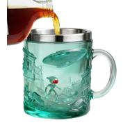 Alien Coffee Mug, 200 ml 3D Water Cup with Alien Embossing, Funny Mug with Stainless Steel Rim for Coffee, for Home, Kitchen, Breakfast, Morning, Evening, Pause, Travel, Party and Collegiate