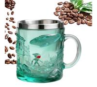 Alien Coffee Mug, 200 ml Alien Relief Breakfast Mug with 3D Effect, Cute Cup with Stainless Steel Rim for Home, Kitchen, Work Break, Morning, Evening, Party and Collection