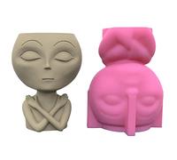 Alien Concrete Silicone Pot Mold Flowerpot Clay Cement Plaster Molds Home Garden Flower Pots Alien Silicone Molds
