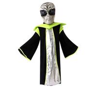 Alien Costume Kids Realistic Alien Mask with Soft Robe Funny Halloween Costume For Kids Cosplay Party, Suitable for a height of 115-125cm Decor..