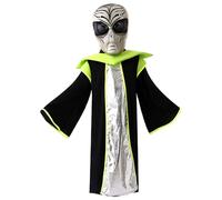 Alien Costume Kids Realistic Alien Mask with Soft Robe Funny Halloween Costume For Kids Cosplay Party, Suitable for a height of 125-135cm Decor..
