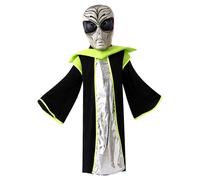 Alien Costume, Kids Realistic Alien Mask with Soft Robe Funny Halloween Costumes for Cosplay Party, Suitable for Kids a height of 125-135cm