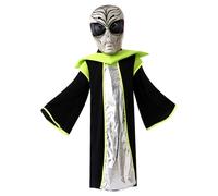 Alien Costume Kids Realistic Alien Mask with Soft Robe Funny Halloween Performance Costume for Kids Cosplay Party, Suitable for a height of 125-135cm