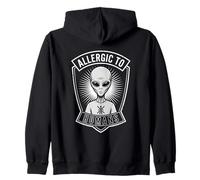 Alien Costume Outer Space Top Allergic To Humans Introvert Zip Hoodie