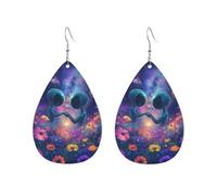Alien Couple In Bloom Meadow Leather Earring Creative Leather Earrings Fashion Pendant For Accessories Daily Mother'S Day