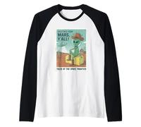 Alien Cowboy Greetings from Mars Space UFO Retro Western Raglan Baseball Tee
