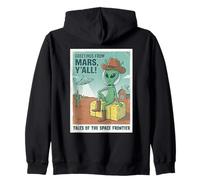 Alien Cowboy Greetings From Mars Space UFO Retro Western Zip Hoodie