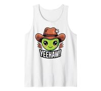 Alien Cowboy Hat Funny Western Rodeo Space Yeehaw UFO Humor Tank Top