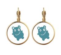 Alien Creature Bear Art Deco Fashion Gold Clip On Drop Earrings Non Piercing Dangle Jewelry