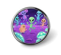 Alien Creatures Sci Fi Lapel Pin Round Button Badge Space Enamel Style Brooch Metal Pinback for Hat Bag Clothing Gift