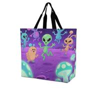 Alien Creatures Shopper Bag Waterproof Grocery Bag Eco Friendly Shoulder Bags For Travel Camping College