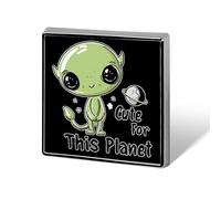 Alien Cute For This Planet Square Badge Metal Lapel Pins Brooches for Clothing Decoration