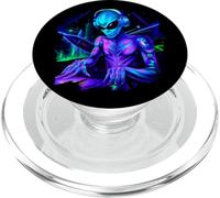 Alien Cyborg DJ Robot Record Techno Music Cool Aliens PopSockets PopGrip for MagSafe