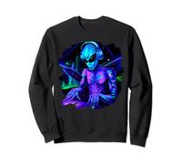 Alien Cyborg DJ Robot Record Techno Music Cool Aliens Sweatshirt