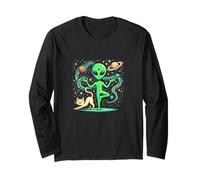 Alien Doing a Yoga - Yoga Pose - Space - Plankton Long Sleeve T-Shirt