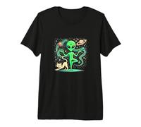 Alien Doing a Yoga - Yoga Pose - Space - Plankton Premium T-Shirt
