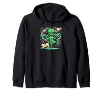 Alien Doing a Yoga - Yoga Pose - Space - Plankton Zip Hoodie