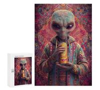 Alien Drinking Beverage Can, 300 PCS Wooden Art Puzzle, Winter Gift, for Relaxing Solo Or Group Play