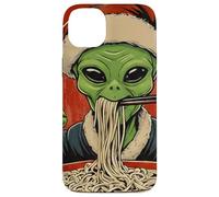 Alien Eating Ramen Noodles Ukiyo-e UFO Christmas Case for iPhone 14 Plus