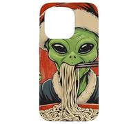 Alien Eating Ramen Noodles Ukiyo-e UFO Christmas Case for iPhone 15 Pro