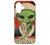 Alien Eating Ramen Noodles Ukiyo-e UFO Christmas Case for iPhone 17