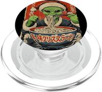 Alien Eating Ramen Noodles Ukiyo-e UFO Christmas PopSockets PopGrip for MagSafe