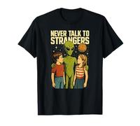 Alien Encounter Retro Sci-Fi Cartoon Style Graphic T-Shirt