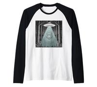 Alien Encounter with Sasquatch Forest Gorilla Graphic Raglan Baseball Tee