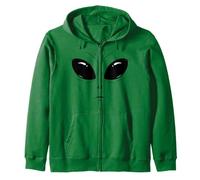 Alien Face Green Funny Halloween Costume for Men Wom Zip Hoodie