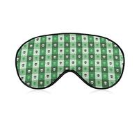 Alien Faces Green Squares Sleep Mask Soft Blindfold Portable Eye Mask with Adjustable Strap for Men Women