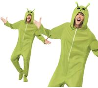 Alien Fancy Dress Costume Mens Ladies Jumpuit Aliens Outfit S-L