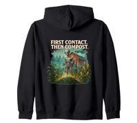 Alien Farmer | UFO First Contact Then Compost Humorous Meme Zip Hoodie