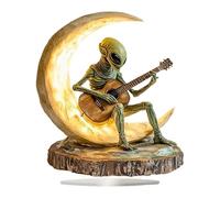 Alien Figurine - Creative and Interesting Acrylic Decor Statues | Decorative Ornaments Alien Yard Decor | Moon Guitarist Collectible Figurine for Displaying in Your Living Room, Bedroom, Bookshelf