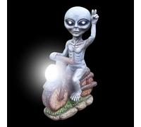 Alien Figurine | Outdoor Resin Figure Funny | Solar Light Science Fiction Figure For Garden Terrace Balcony Decor Halloween Haunted House